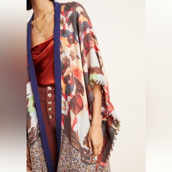 Anthropologie x Conditions Apply Vinario Duster Kimono Multicolor Cheetah | OS - Picture 8 of 13